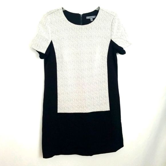 Classiques Entier Crew Neck Short Sleeve Jacquard Shift Dress Size Large #021 - Picture 1 of 6